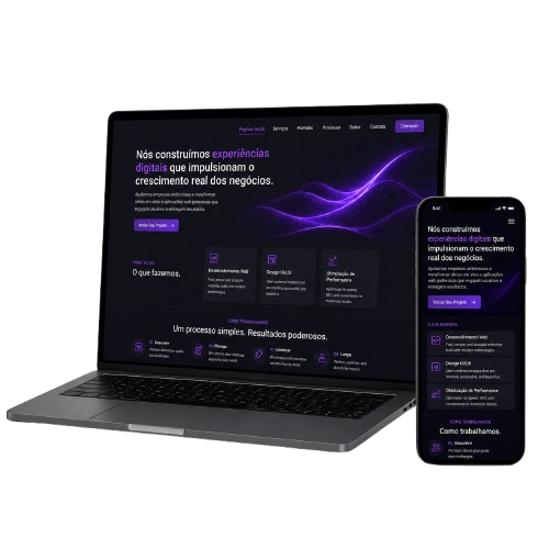 Presença online da empresa em notebook e celular